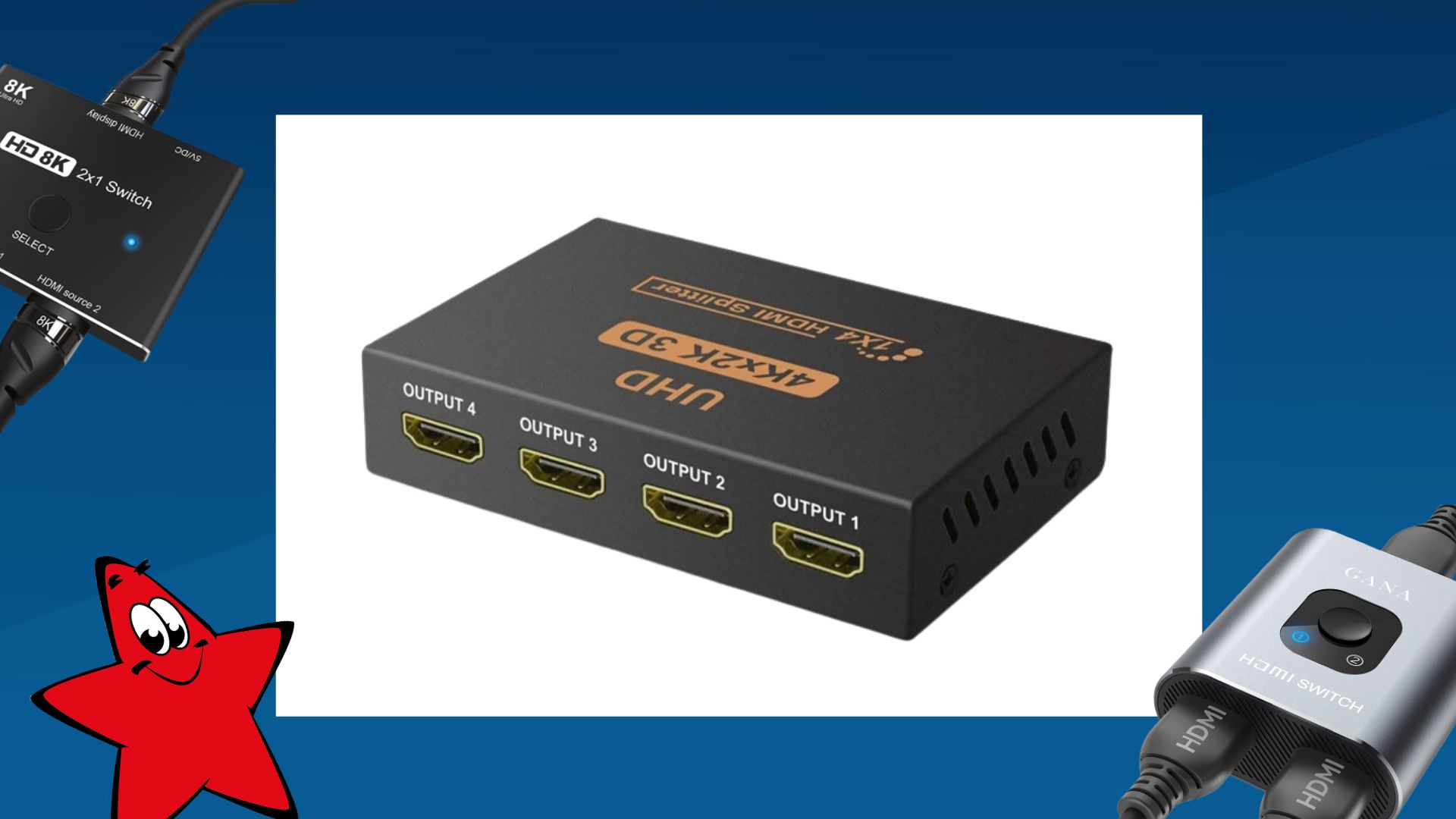 HDMI Switch 3 zu 1 HDMI Verteiler HDMI Umschalter Vergoldet 3-Port HDMI Switch HDMI Switch 4K Techole HDMI Umschalter Automatische/ 1080P Manuell HDMI Switcher HDMI Verteiler 