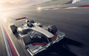 Formel-1-Auto fährt auf einer Rennstrecke