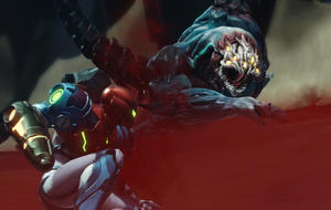Scena da Metroid Awe Samos Aran combatte i mostri