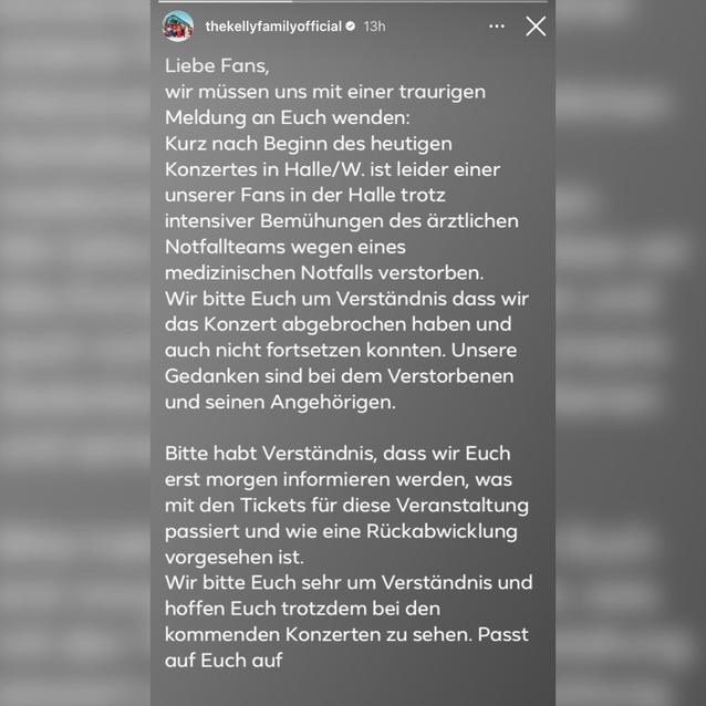 Kelly Family geben Statement zu Tod während Konzert ab