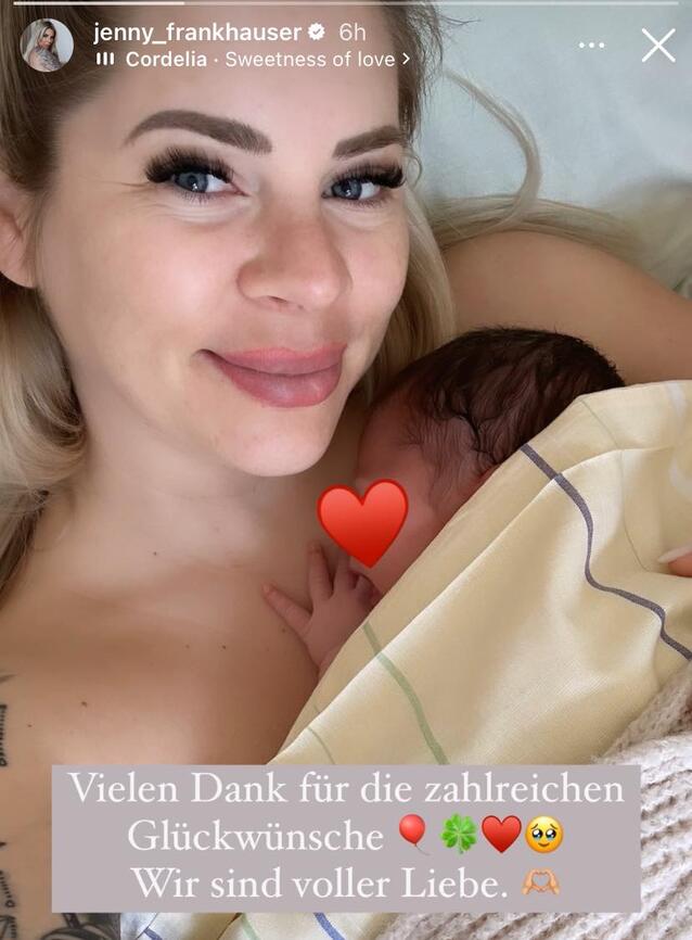 Jenny Frankhauser mit Baby Milan