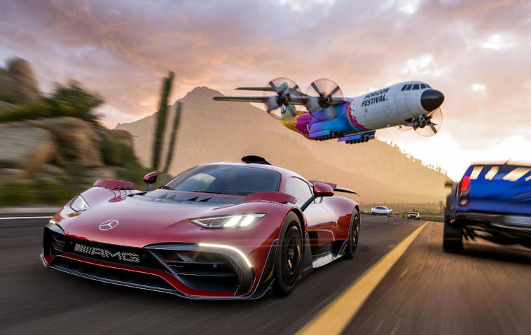 Autos und ein Flugzeug in Forza Horizon 5