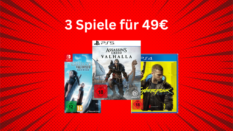 3 Spiele für 49 Euro: Games für PS5, PS4, Xbox & Switch unschlagbar günstig