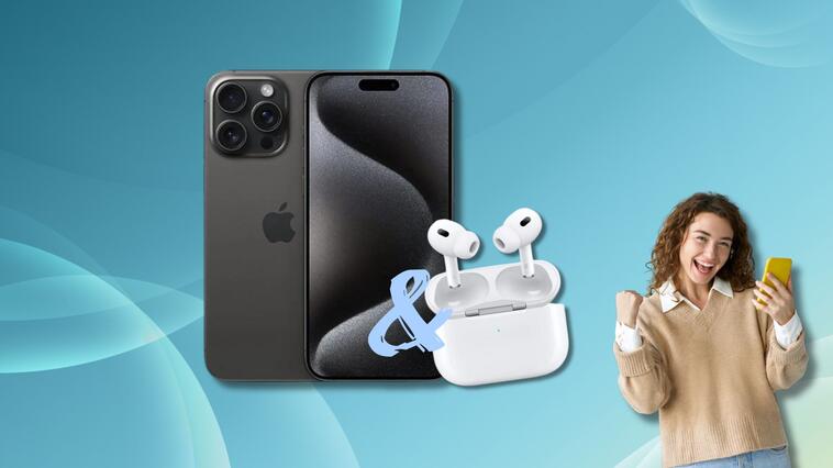 Das Bundle aus iPhone 15 Pro Max und AirPods Pro bei O2